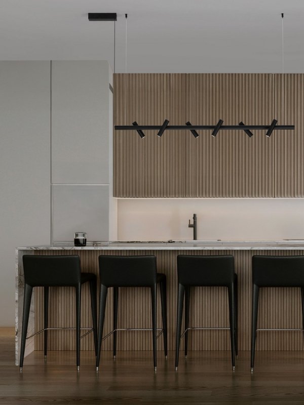 Lampa wisząca LED listwa 120cm z regulowanymi tubkami czarna ściemnialna uniwersalna Luces Exclusivas