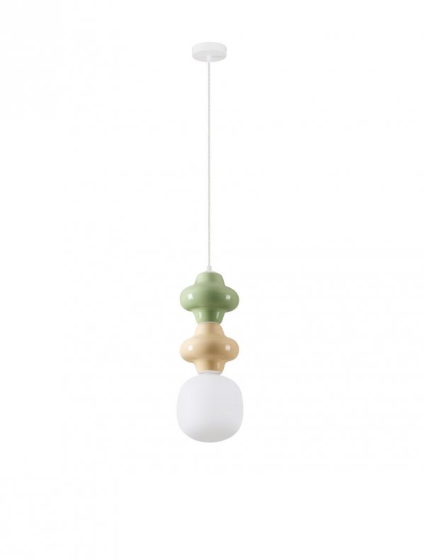 Designerska Lampa Wisząca z Ceramiki Beżowo Zielona Luces Exclusivas VILROSA LE44564