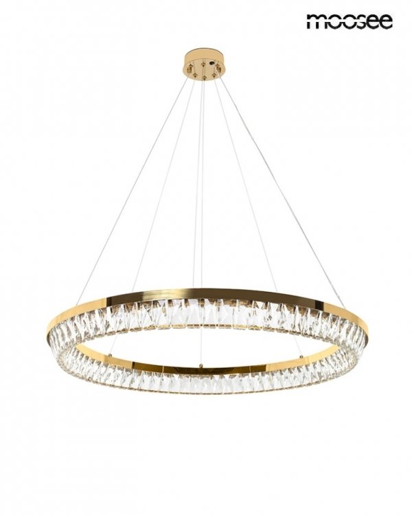 Kryształowa złota lampa wisząca LED glamour okrąg ring SAVOY 100 złota MSE1501100529 MOOSEE King Home