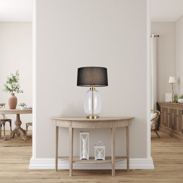 Szklana Lampka Stołowa Abażurowa AMUR LP-919/1T transparent LIGHT PRESTIGE