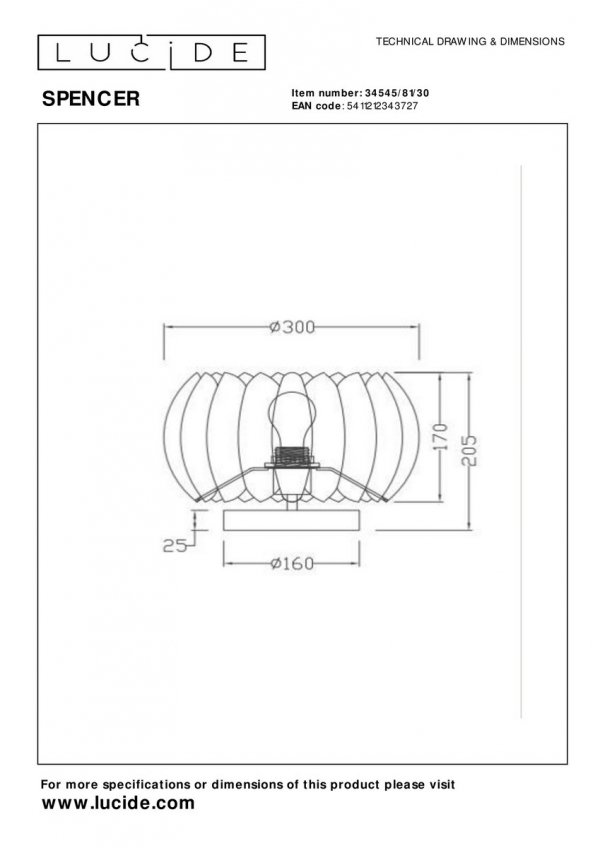 Lampka Stołowa Designerska SPENCER 34545/81/30 LUCIDE
