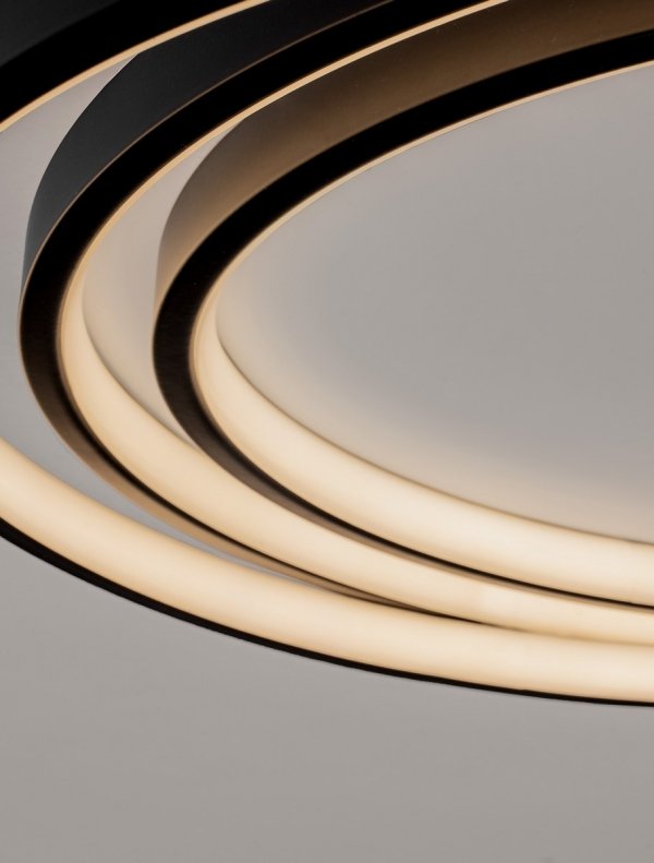 Nowoczesny plafon lampa sufitowa LED czarny okręgi ringi uniwersalny minimalistyczny ściemnialny TELVIRA LE45502 Luces Exclusivas 