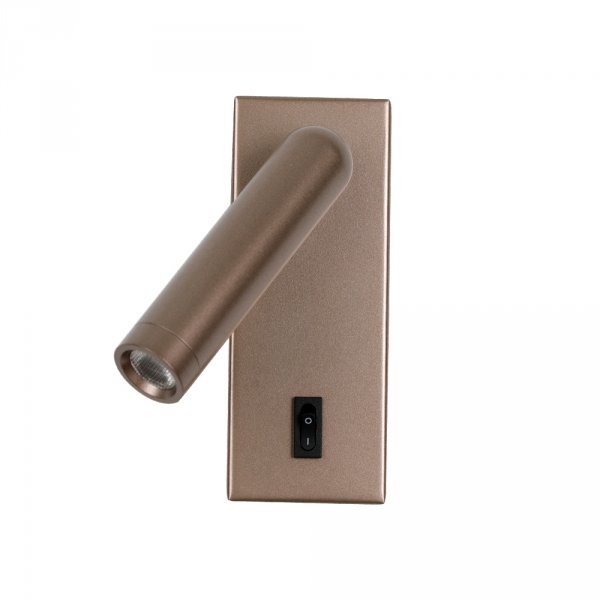 Kawowy kinkiet ścienny led z wyłącznikiem Nova Italux WL-46376-1-CF regulowany sypialniny