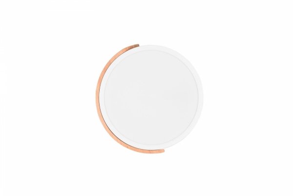 Okrągły nowoczesny biały plafon sufitowy LED z elementem drewna JANO R67201131 RL