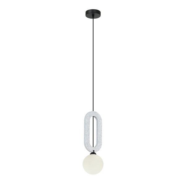 Szara lampa wiszaca kula biała Masso Italux PND-59839-1-LGR