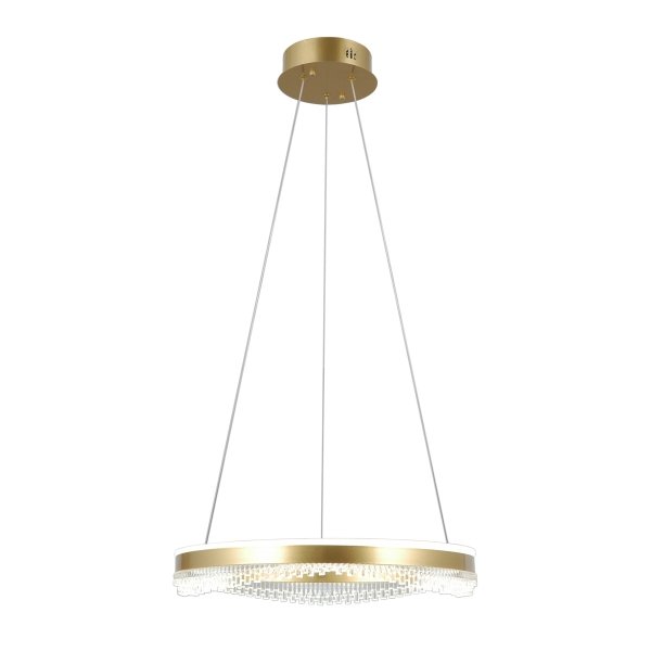 Lampa wisząca okrąg z kryształkami 50cm LED złota dekoracyjna w nowoczesnym stylu zmiana barwy światła Morte PND-34535-M-GD Italux