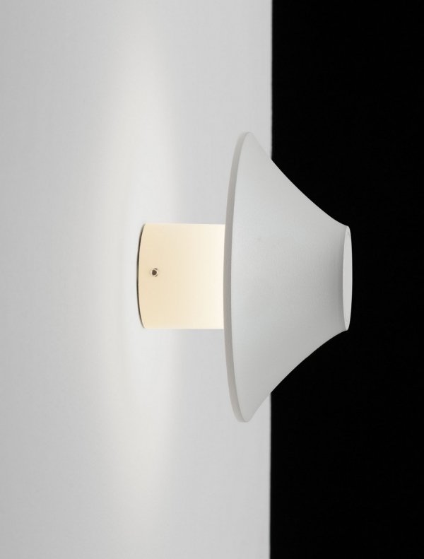 Minimalistyczny kinkiet zewnętrzny LED biały aluminiowy okrągły podświetlający elewację klasyczny nowoczesny IP54 QUERILO LE75186 Luces Exclusivas