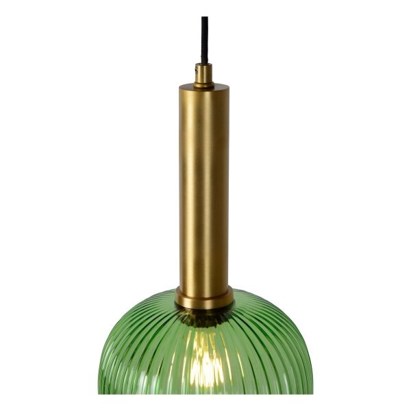 Nowoczesna designerska lampa wisząca szklany zielony ryflowany klosz MALOTO 45386/20/33 Lucide