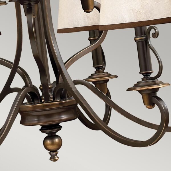 Lampa wisząca klasyczna vintage Plymouth 9 źródeł światła stary brąz abażur z organzy HK-PLYMOUTH9 HINKLEY 