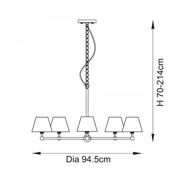 Klasyczna lampa wisząca abażurowa mosiężna minimalistyczna uniwersalna Santiago &amp; Ikat 115008 ENDON