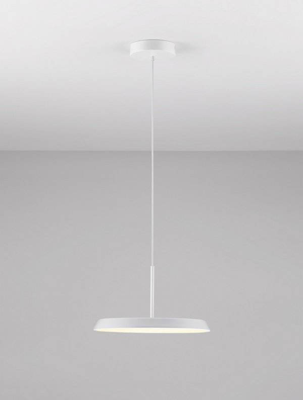 Minimalistyczna lampa wisząca LED okrągła biała uniwersalna klasyczna do salonu jadalni FOVENTO LE45443 Luces Exclusivas