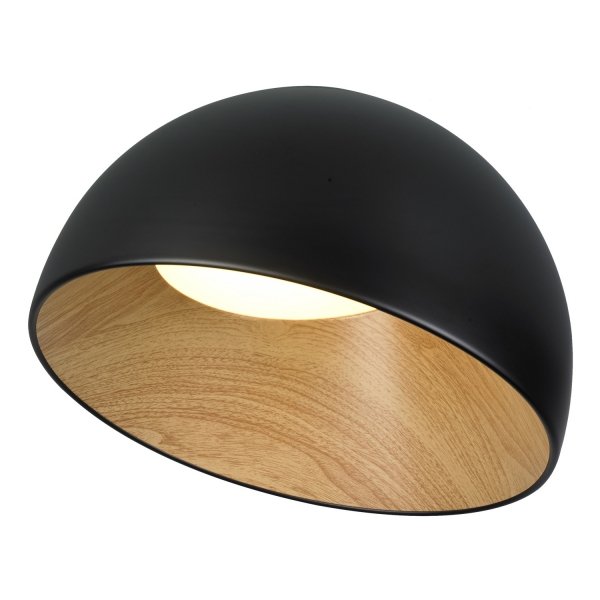 Półokrągły plafon LED czarny drewniany nowoczesny industrialny loftowy dekoracyjny uniwersalny minimalistyczny PADELLA ST-9493C/B black Step Into Design 