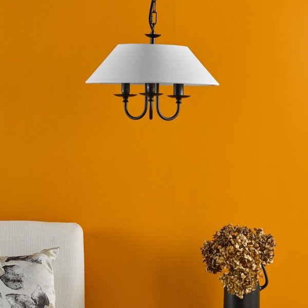 Nowoczesny Żyrandol Biały Abażur SIVAN SIV0322 DAR LIGHTING