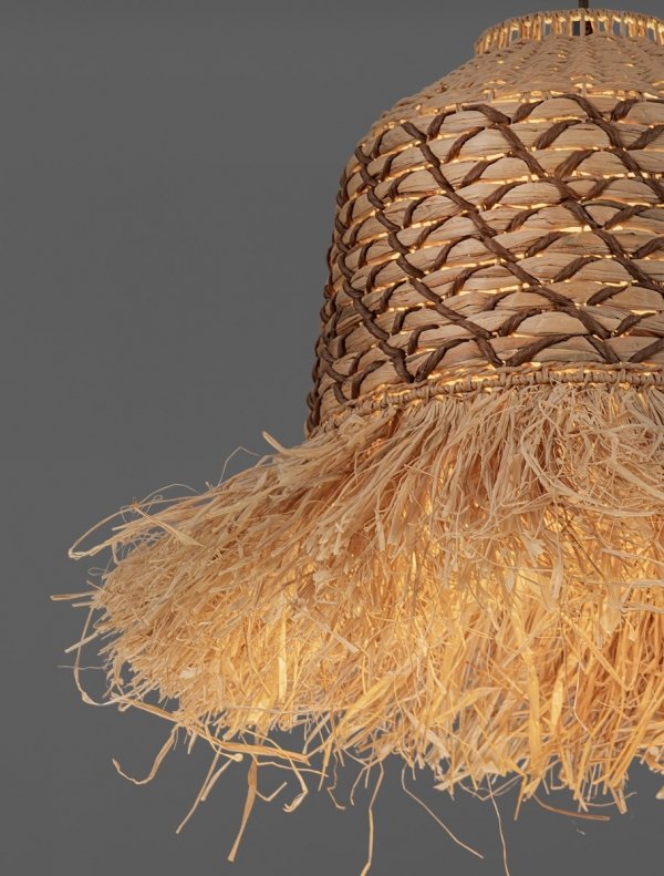 Lampa wisząca sznurkowa pleciona wiszące frendzle owalna boho rystykalna industrialna nad stół do salonu sypialni FANLIZA LE45359 Luces Exclusivas