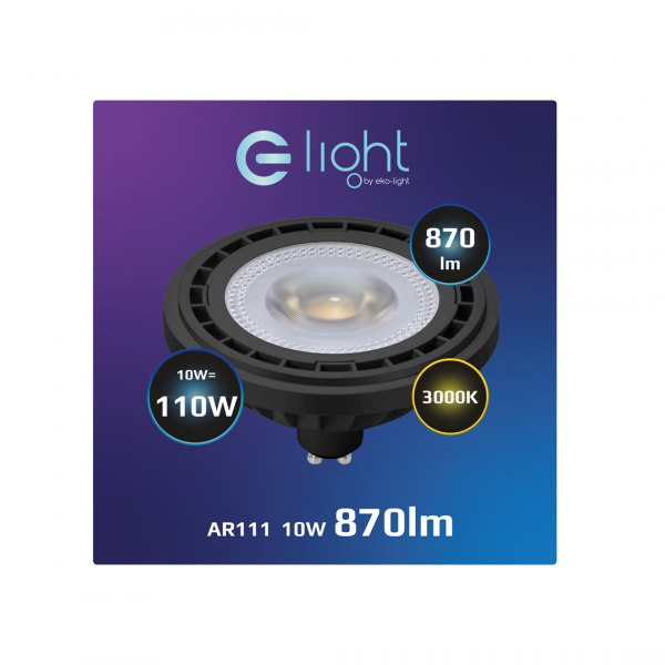  Żarówka LED 10W AR111 GU10 3000K/ Czarny AR8040