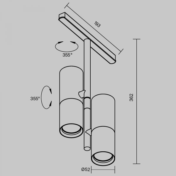 Ścieżka świetlna lampa szynowa podwójna LED nowoczesna regulowana tuba aluminium czerń-mosiądz możliwość ściemniania Elti Duo MAYTONI TR005-4-2X12W-DS-BBS