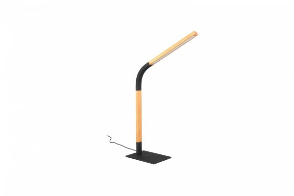 Nowoczesna Czarna Dekoracyjna Lampka Stołowa LED Drewniana NORRIS 545210132 TRIO