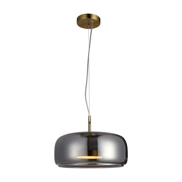 Designerska szklana lampa wisząca led 10W Caste Italux PND-17760B-BRSS-SG złoty dymiony nad stół do jadalni