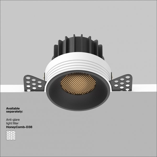 Czarna Oprawka Wpuszczana Downlight Round Maytoni DL058-12W3K-TRS-B