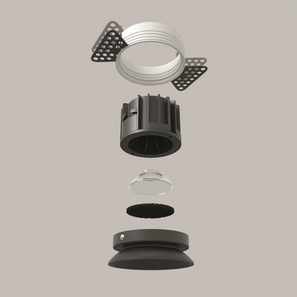 Czarna Oprawka Wpuszczana Downlight Round Maytoni DL058-12W3K-TRS-B