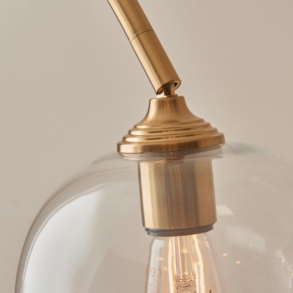 Lampa podłogowa stojąca mosiężna regulowany szklany klosz salonowa sypialniana minimalistyczna Ashcroft 120620 ENDON