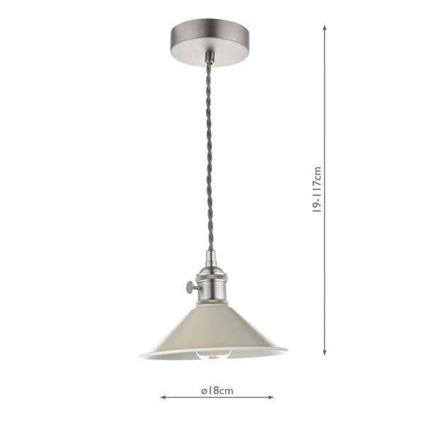 Chrom Lampa Wisząca Vintage Szary Klosz HADANO HAD0161-06 DAR LIGHTING