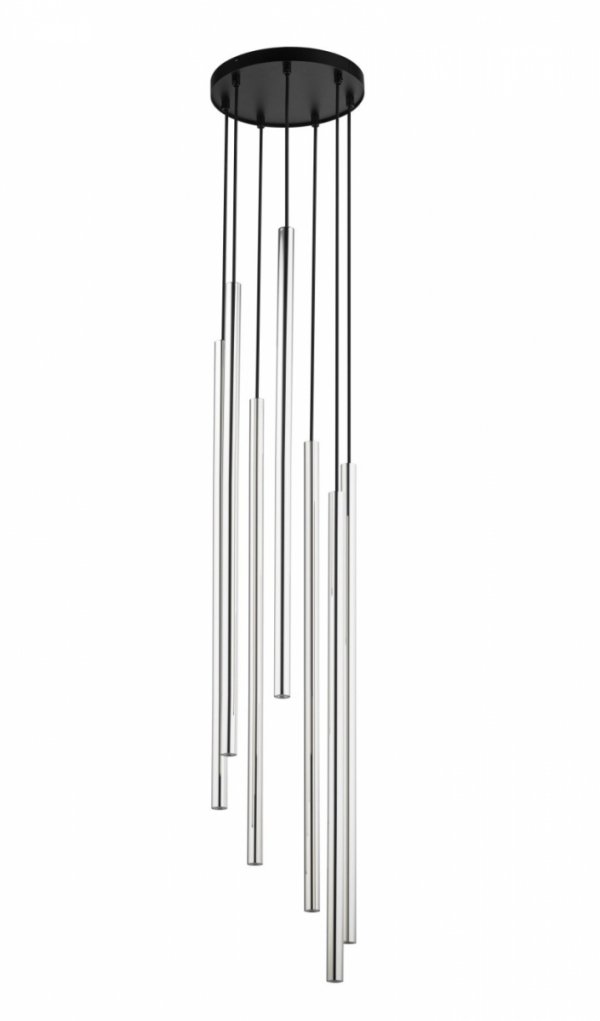 Srebrna lampa wisząca sopel długi lux VII Sigma 40746 lampa nad stół nad wyspę srebrne rurki 