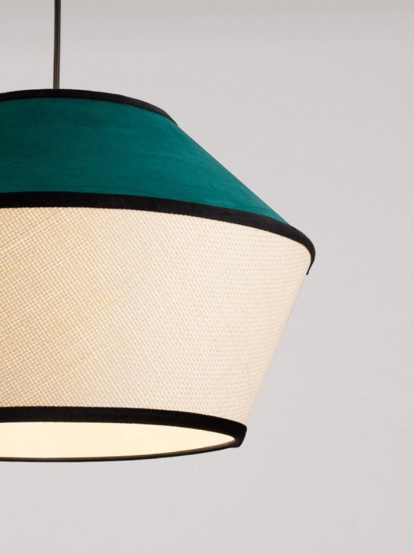 Lampa wisząca niebieska abażur z weluru i papieru owalny nowoczesna japandi dekoracyjna do salonu sypialni Luces Exclusivas