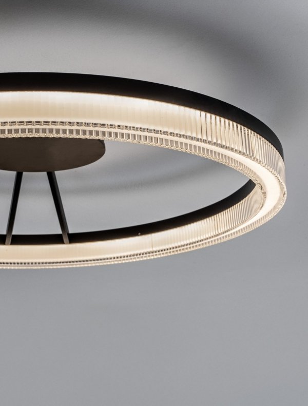 Nowoczesny plafon lampa sufitowa LED czarny okrąg uniwersalny minimalistyczny możliwość ściemniania aluminiowy ESTARIO LE45397 Luces Exclusivas 
