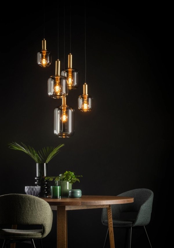 Nowoczesna Lampa Wisząca Czarna Szklane Klosze JOANET 45494/15/65 LUCIDE