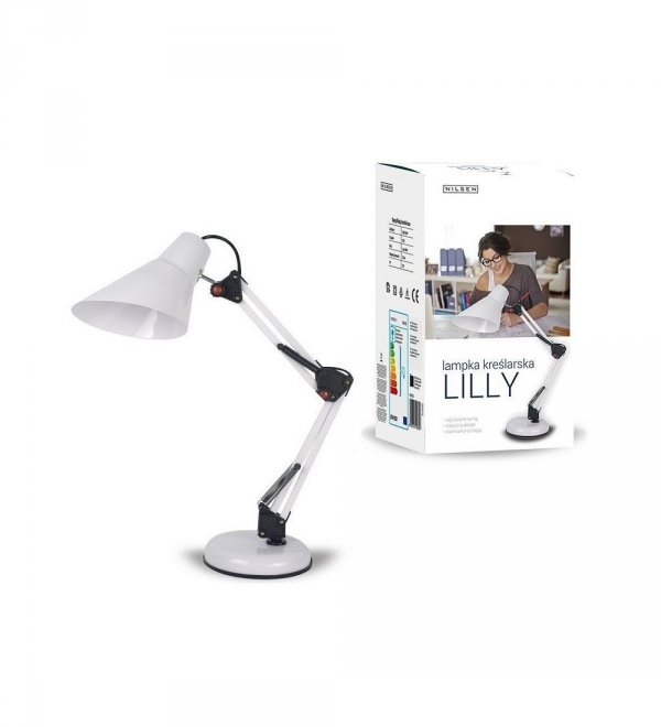 Biała Lampka Biurkowa Kreślarska Vintage LILLY FN017 NILSEN
