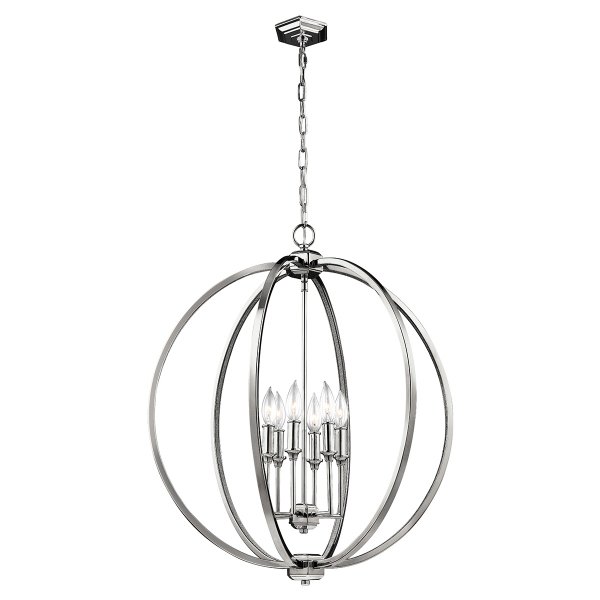 Nowoczesna Kulista Lampa wisząca Corinne FE-CORINNE-6P-L Polerowany nikiel z kryształkami nad stół, do salonu 