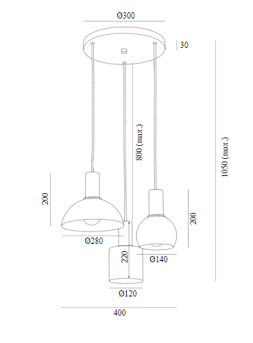 Designerski żyrandol kaskadowy lampa wisząca na okrągłej podsufitce czarny mix kształtów stal SINES 1472 Argon