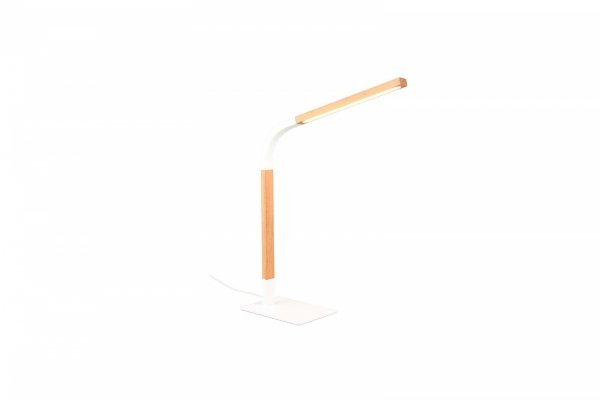Nowoczesna Biała Dekoracyjna Lampka Stołowa LED Drewniana NORRIS 545210131 TRIO