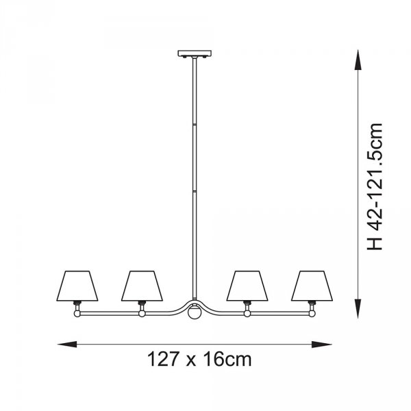 Klasyczna lampa wisząca czteropłomienna abażurowa mosiężna minimalistyczna uniwersalna Santiago &amp; Ivy 115002 ENDON