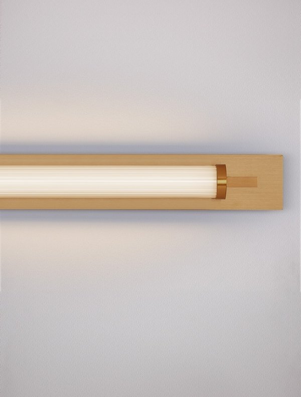 Nowoczesny złoty kinkiet LED podłużny prostokątny minimalistyczny klasyczny nad lustro FELORNA LE45688 Luces Exclusivas
