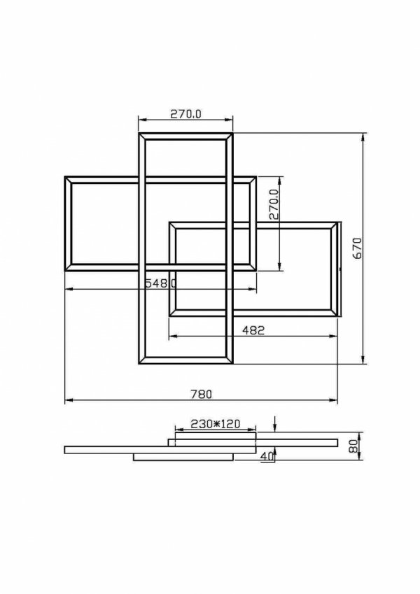 Nowoczesny Plafon Geometryczny LED MAYTONI LINE MOD016CL-L80BK
