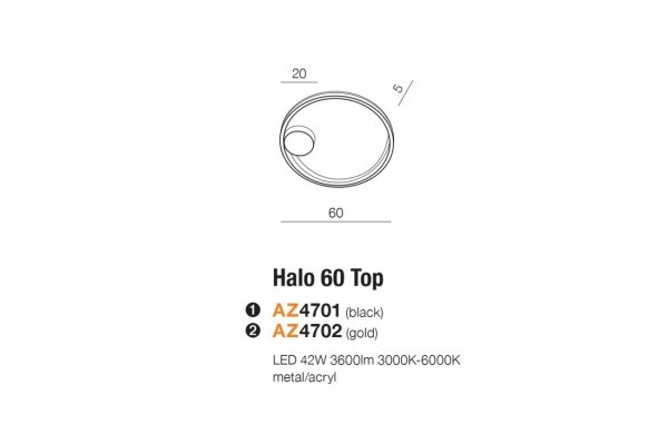 Plafon okrągły nowoczesny biały RING LED 42W 3000K AZZARDO HALO 60 AZ4966
