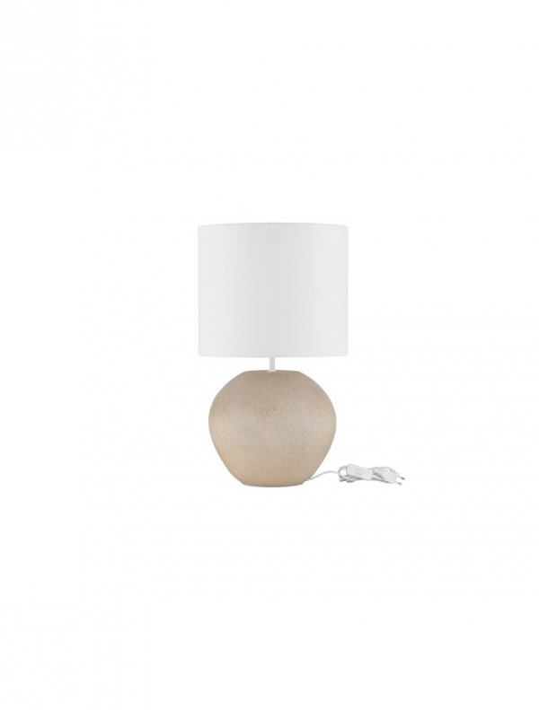 Lampka stołowa nocna abażurowy biały klosz gips klasyczna minimalistyczna uniwersalna możliwość ściemniania ORBEZIA LE45279 Luces Exclusivas