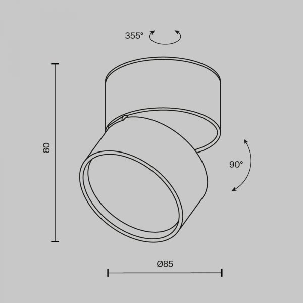 Lampa sufitowa natynkowa tuba regulowana spot sufitowy LED aluminium czarna ONDA MAYTONI C024CL-12W3K-B-1