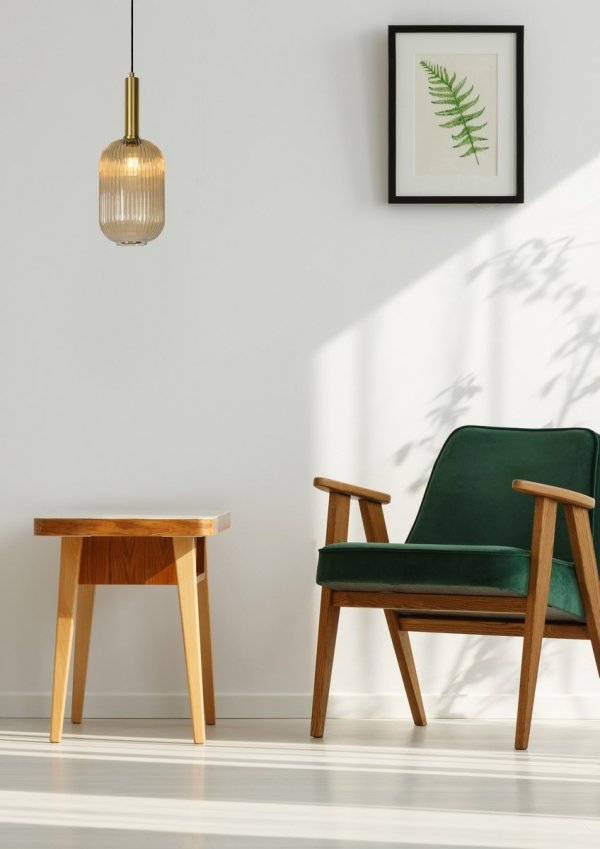 Nowoczesna designerska lampa wisząca szklany bursztynowy klosz MALOTO 45386/20/62 Lucide