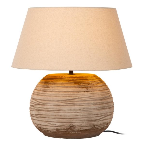 Dekoracyjna lampka stołowa ceramiczna podstawa z bawełnianym abażurem owalna nowoczesna na komodę DENISE 47511/81/43 LUCIDE