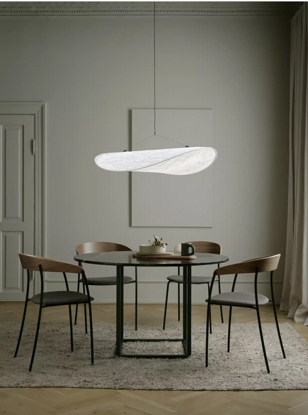 Lampa wisząca owalna materiałowa biała 90cm minimalistyczna klasyczna uniwersalna TENSE 21210 New Works
