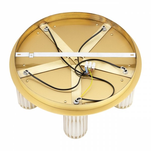 Plafon elegancki 45cm 5-płomienny mosiądz transparentne szkło ryflowane tubki glamour HAMPTON 2178 Argon