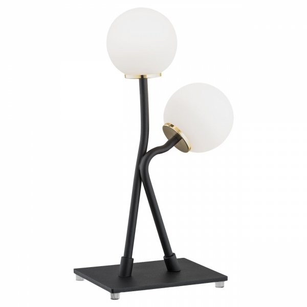 Nietuzinkowa designerska lampa stołowa lampka nocna białe kule szklane taniec czarna stal FARON 892 Argon