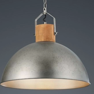 Nowoczesna lampa wisząca nad stół w stylu loft kolor nikiel element drewna DELHI 303400167 TRIO