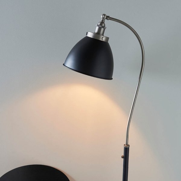 Czarna lampa podłogowa metalowa regulowany klosz retro industrialna klasyczna uniwersalna Franklin 98753 ENDON