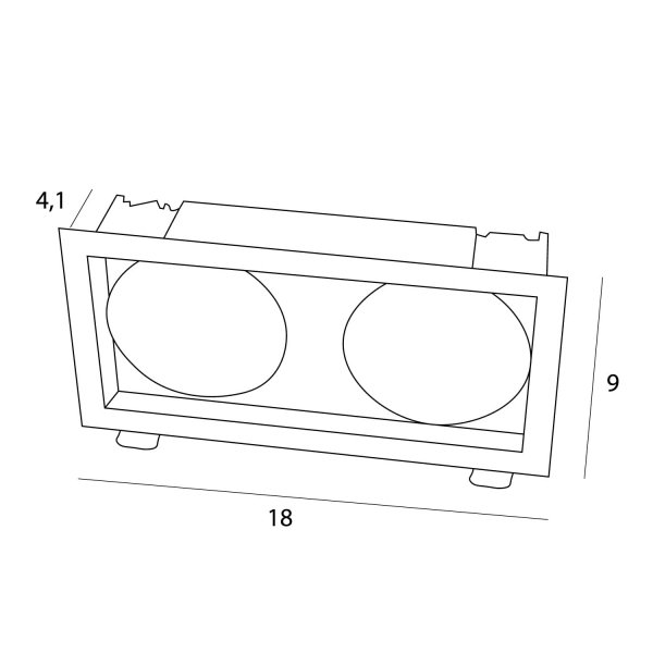 Oprawa wpustowa do skompletowania podwójna minimalistyczna prostokąt biała aluminiowa Spilio H190.05 MAXLIGHT 