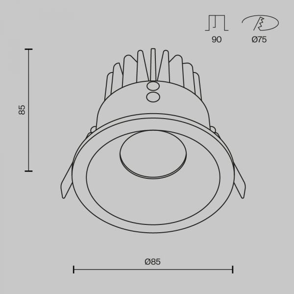 Lampa wbudowana wpuszczana w sufit LED aluminiowa czarna okrągła Zoom MAYTONI DL034-L12W4K-B