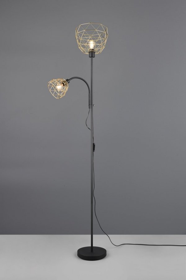 Czarno Złota  Dekoracyjna Lampa Podłogowa Druciana Stylu Loft HAVAL R40712080 RL